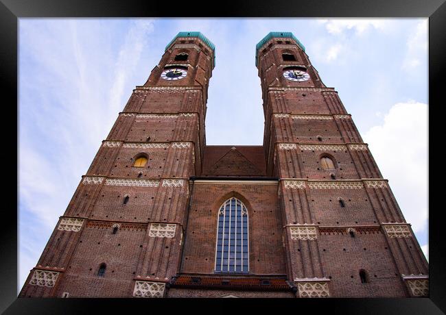 Most famous church in Munich - the Frauenkirche Cathedral in the historic district - CITY OF MUNICH, GERMANY - JUNE 03, 2021 Framed Print by Erik Lattwein