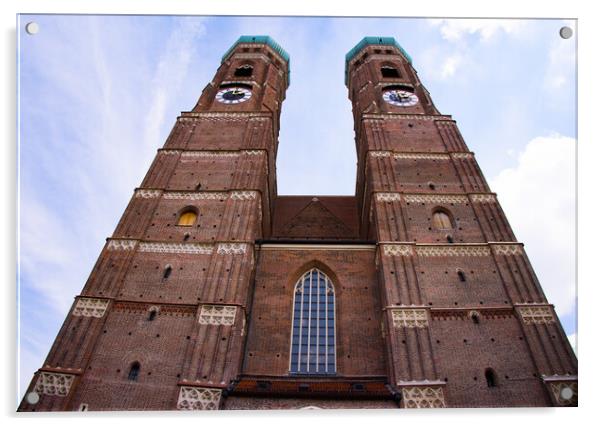 Most famous church in Munich - the Frauenkirche Cathedral in the historic district - CITY OF MUNICH, GERMANY - JUNE 03, 2021 Acrylic by Erik Lattwein