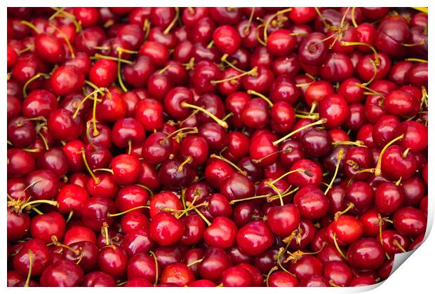 Fresh cherries for sale on the market - city photography Print by Erik Lattwein