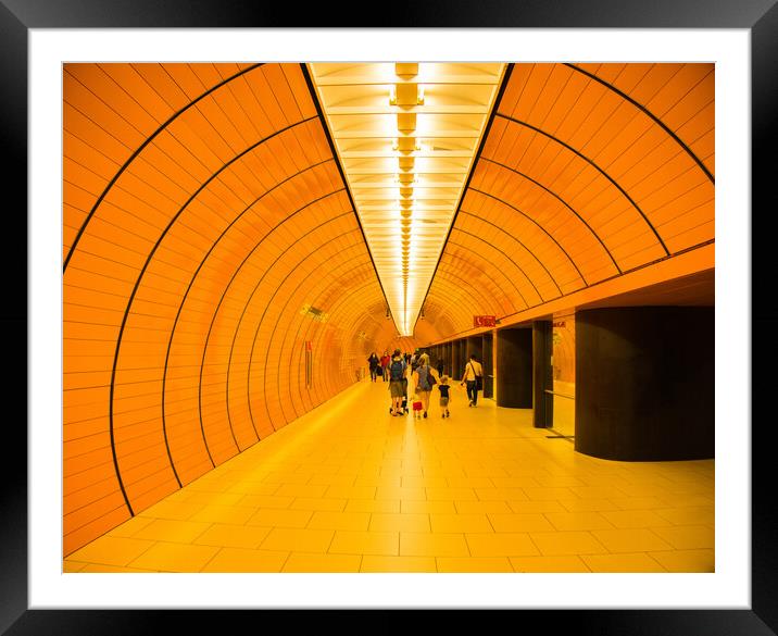 Munich subway station in the city center - MUNICH, GERMANY - JUNE 03, 2021 - CITY OF MUNICH, GERMANY - JUNE 03, 2021 Framed Mounted Print by Erik Lattwein
