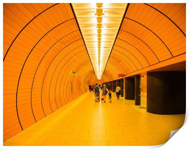Munich subway station in the city center - MUNICH, GERMANY - JUNE 03, 2021 - CITY OF MUNICH, GERMANY - JUNE 03, 2021 Print by Erik Lattwein