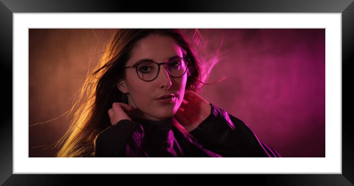 Strong colorful portrait shot of a young woman Framed Mounted Print by Erik Lattwein