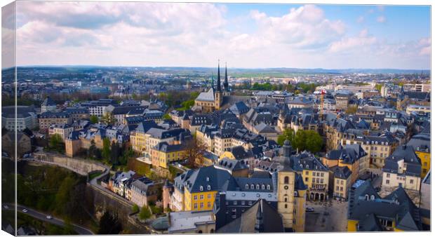 The historic buildings in the city of Luxemburg from above Canvas Print by Erik Lattwein