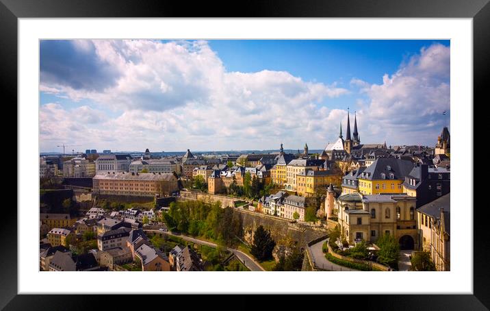 City of Luxemburg from above Framed Mounted Print by Erik Lattwein