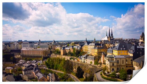 City of Luxemburg from above Print by Erik Lattwein