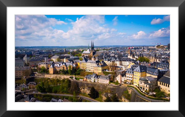 The historic buildings in the city of Luxemburg from above Framed Mounted Print by Erik Lattwein
