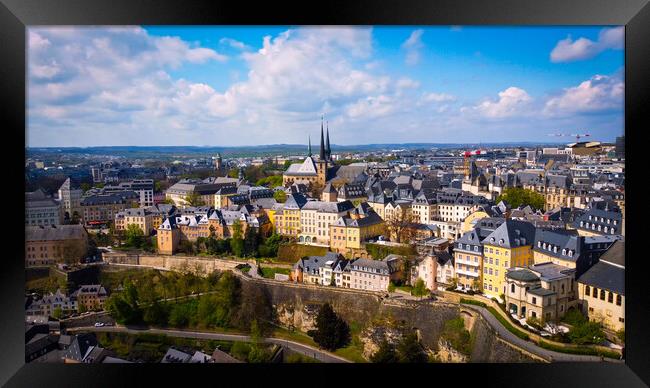 The historic buildings in the city of Luxemburg from above Framed Print by Erik Lattwein