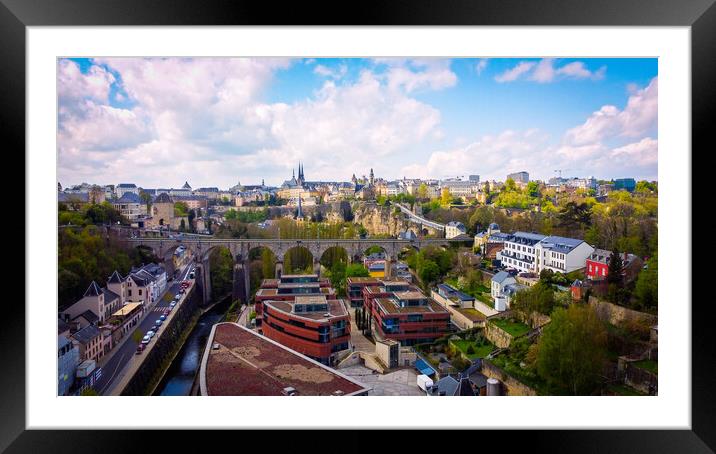 Typical view over the city of Luxemburg Framed Mounted Print by Erik Lattwein