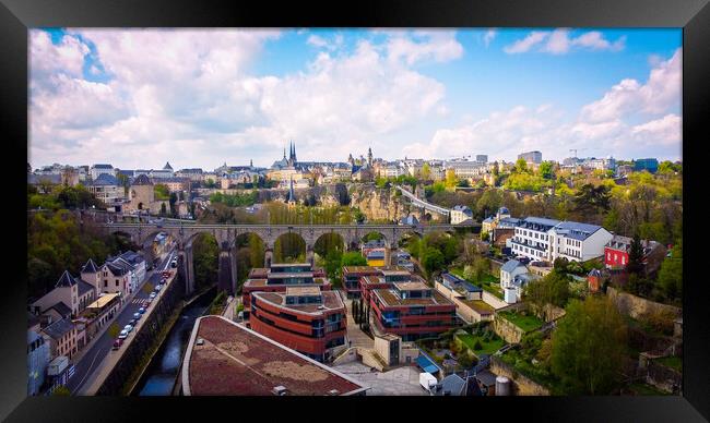 Typical view over the city of Luxemburg Framed Print by Erik Lattwein