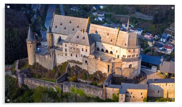 Aerial view over Vianden Castle in Luxembourg Acrylic by Erik Lattwein