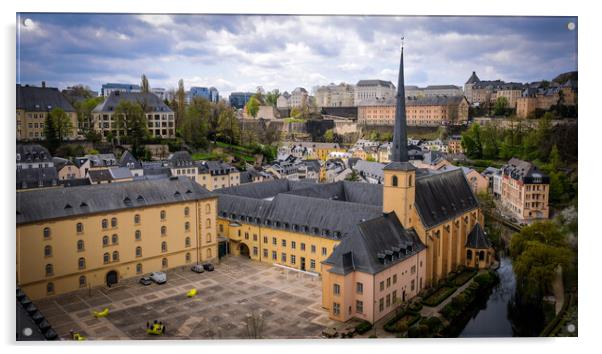 Neumunster Abbey in the historic city center of Luxemburg Acrylic by Erik Lattwein