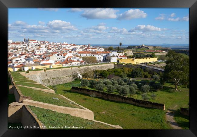 Elvas city historic buildings inside the fortress wall in Alentejo, Portugal Framed Print by Luis Pina