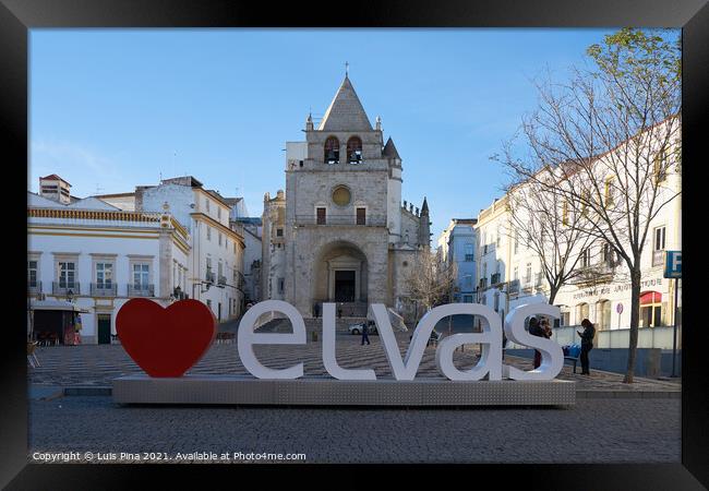 I love Elvas Praca da Republica Plaza in Alentejo, Portugal Framed Print by Luis Pina