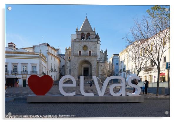 I love Elvas Praca da Republica Plaza in Alentejo, Portugal Acrylic by Luis Pina