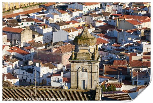 Elvas city historic buildings inside the fortress wall in Alentejo, Portugal Print by Luis Pina