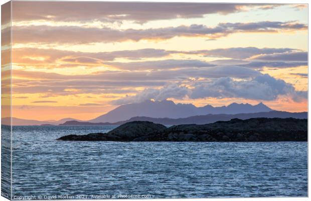 Cuillin Mountains Silhouetted at Sunset Canvas Print by David Morton