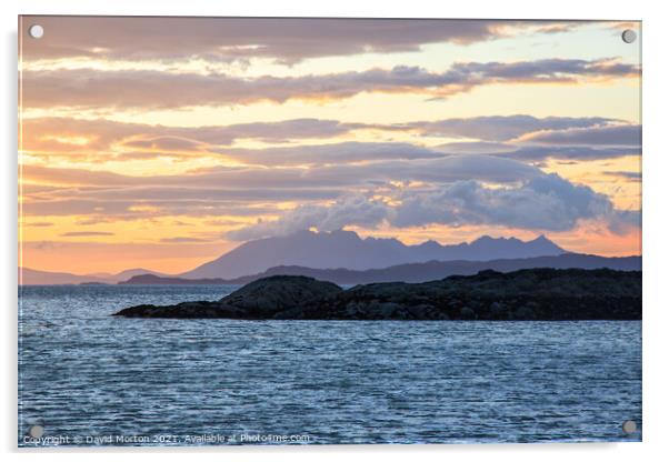 Cuillin Mountains Silhouetted at Sunset Acrylic by David Morton