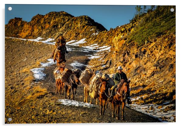 Hunters on horseback Acrylic by Chuck Koonce