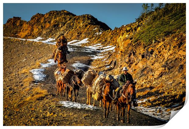 Hunters on horseback Print by Chuck Koonce