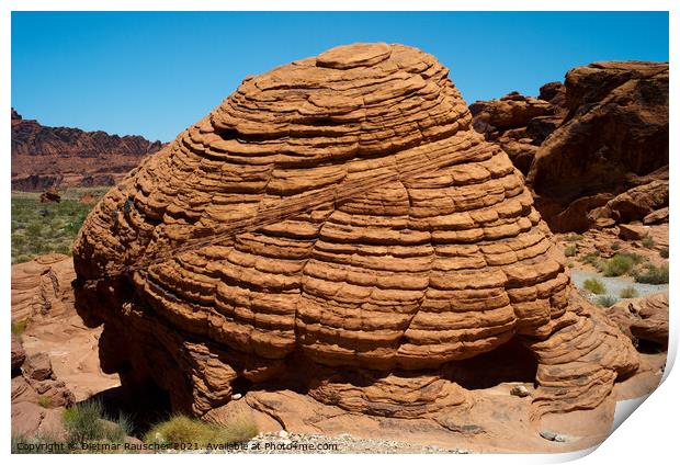 Beehive Rock in the Valley of Fire State Park Print by Dietmar Rauscher
