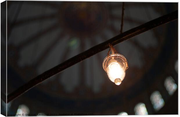 Lightbulb and old Lamp in an Islamic Mosque, Concept for the Lig Canvas Print by Dietmar Rauscher