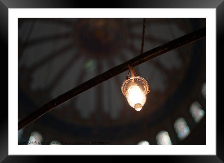 Lightbulb and old Lamp in an Islamic Mosque, Concept for the Lig Framed Mounted Print by Dietmar Rauscher