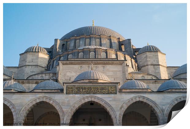 Dome of the Suleymaniye Mosque, Istanbul Print by Dietmar Rauscher