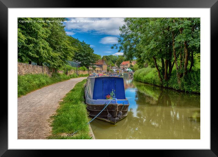 Narrowboats Reflecting In The Canal #2 Framed Mounted Print by Derek Daniel