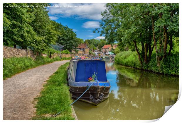 Narrowboats Reflecting In The Canal #2 Print by Derek Daniel