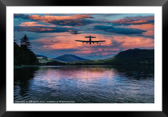 Lancasters on an evening mission Framed Mounted Print by Cliff Kinch