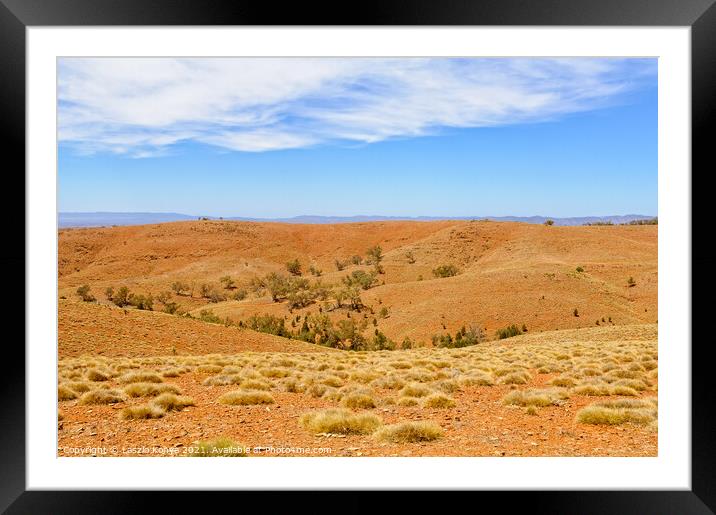 View from the Stokes Hill Lookout - Wilpena Pound Framed Mounted Print by Laszlo Konya