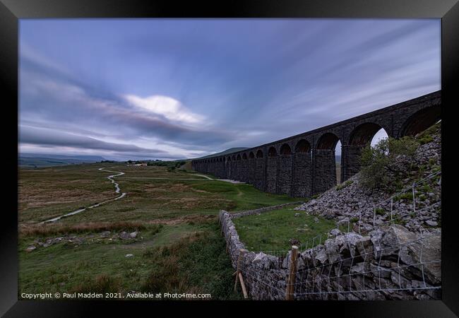 Dusk at the Ribblehead Viaduct Framed Print by Paul Madden