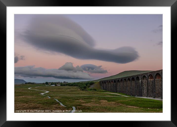 Lenticular clouds and Ribblehead Viaduct Framed Mounted Print by Paul Madden