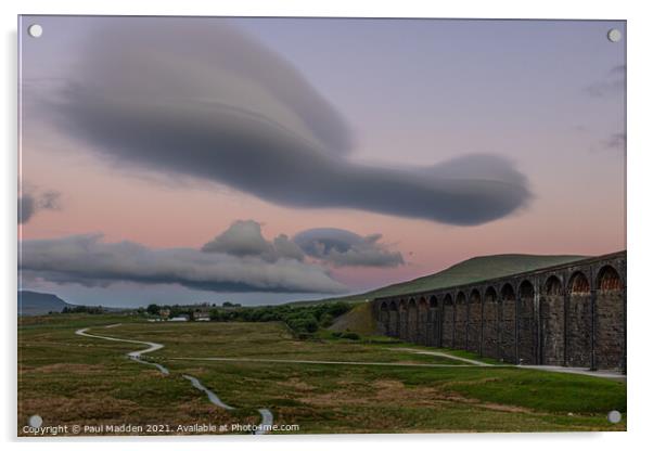 Lenticular clouds and Ribblehead Viaduct Acrylic by Paul Madden