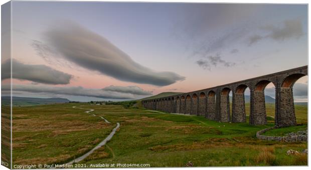Ribblehead Viaduct and lenticular clouds Canvas Print by Paul Madden
