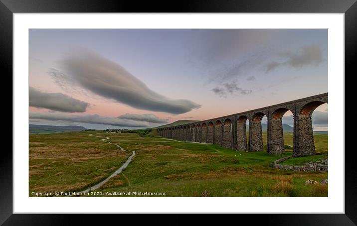 Ribblehead Viaduct and lenticular clouds Framed Mounted Print by Paul Madden