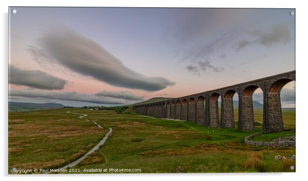 Ribblehead Viaduct and lenticular clouds Acrylic by Paul Madden