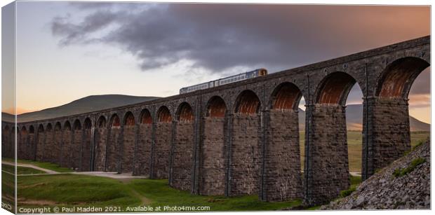 Ribblehead Viaduct and train Canvas Print by Paul Madden