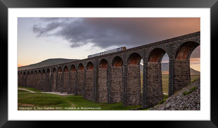 Ribblehead Viaduct and train Framed Mounted Print by Paul Madden