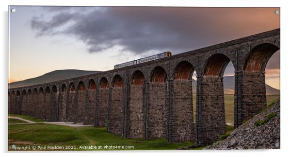 Ribblehead Viaduct and train Acrylic by Paul Madden