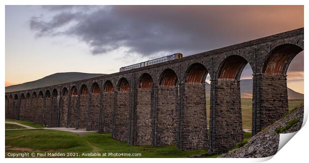 Ribblehead Viaduct and train Print by Paul Madden