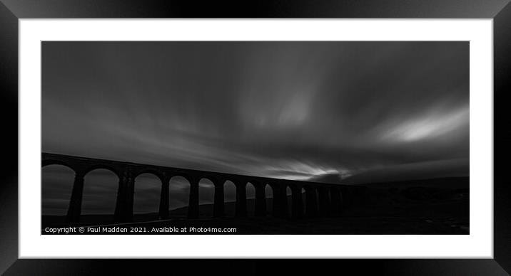 Ribblehead viaduct black and white Framed Mounted Print by Paul Madden