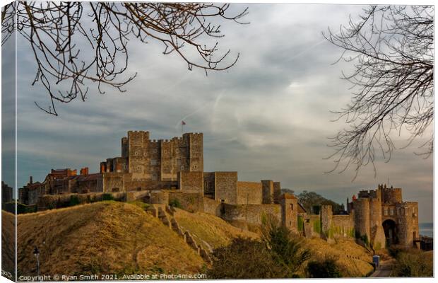 Dover Castle on a cloudy day Canvas Print by Ryan Smith