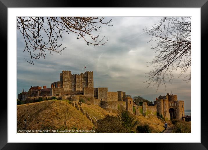 Dover Castle on a cloudy day Framed Mounted Print by Ryan Smith