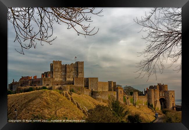 Dover Castle on a cloudy day Framed Print by Ryan Smith