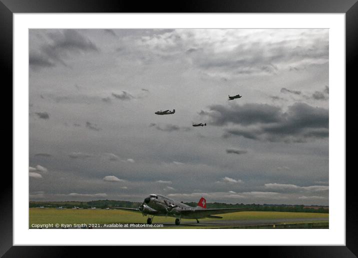 WW2 Aircraft on a cloudy day Framed Mounted Print by Ryan Smith