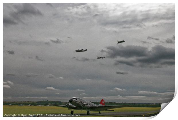 WW2 Aircraft on a cloudy day Print by Ryan Smith