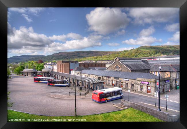 Aberdare Market Hall and Bus Station  Framed Print by Rob Hawkins