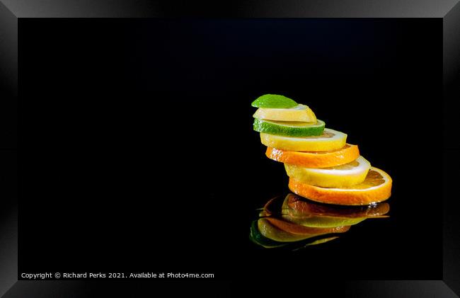 Orange and Lemon with a slice of Lime Framed Print by Richard Perks
