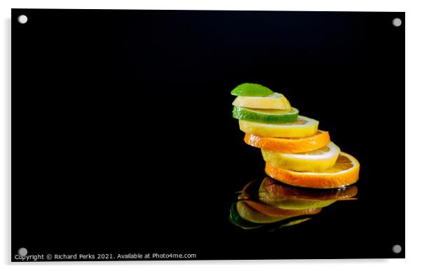 Orange and Lemon with a slice of Lime Acrylic by Richard Perks